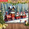 1pc2D flat, Christmas train and snowman background banner, suitable for Christmas, New Year, winter party, no power required wsj