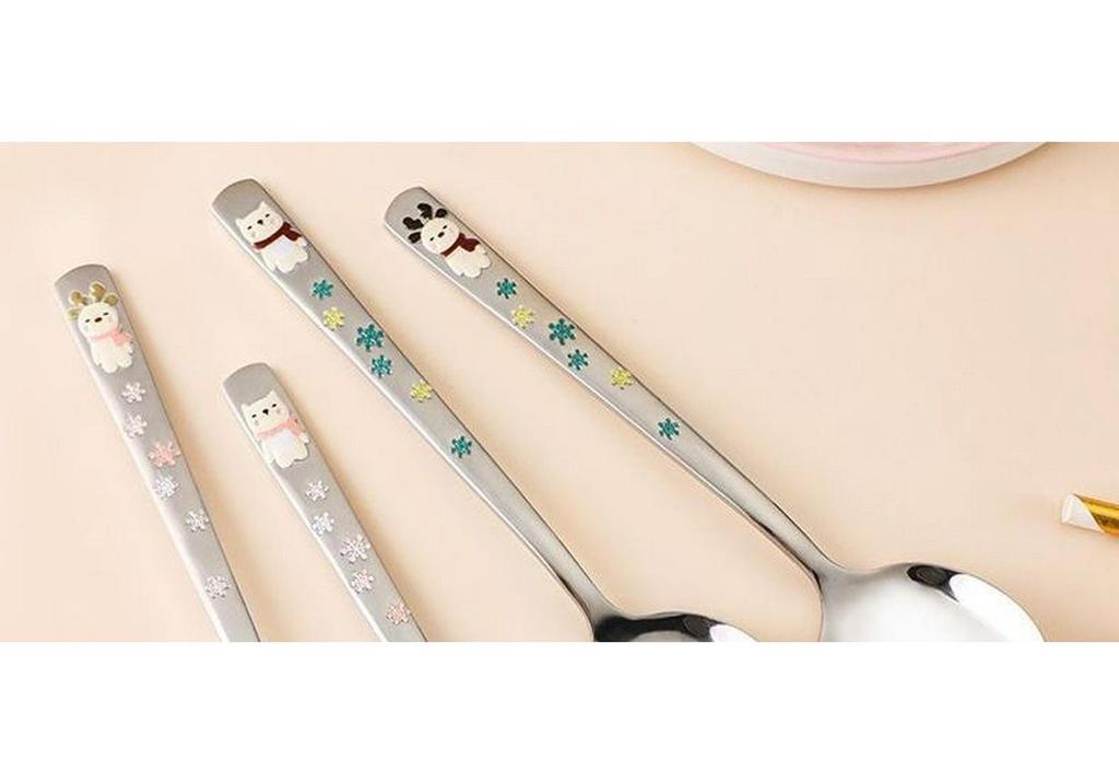 304 Stainless Steel Children's Long Handle Soup & Teaspoon, Korean Style