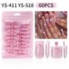 French Gradient Square ToeNail Tips 60Pcs Set Summer Wearable False Toe Nails for Salon and Home Pedicure Use
