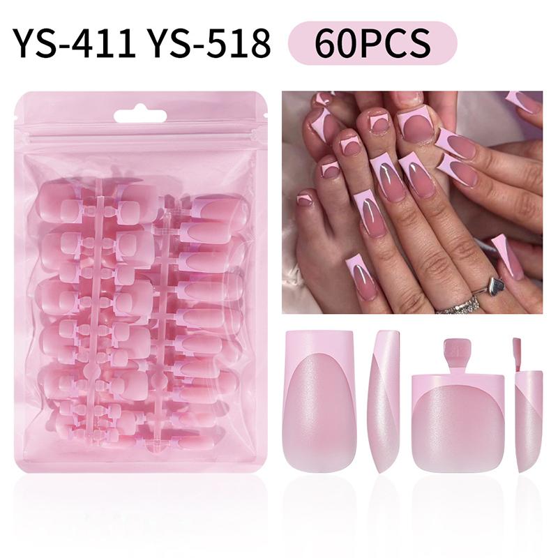French Gradient Square ToeNail Tips 60Pcs Set Summer Wearable False Toe Nails for Salon and Home Pedicure Use