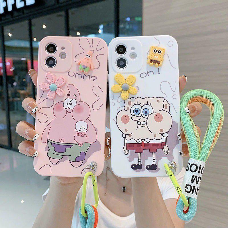 Cute Spongebob Iphone Case For 13/12/11 Pro Max And More High-quality Silicone Material For Strong Protection