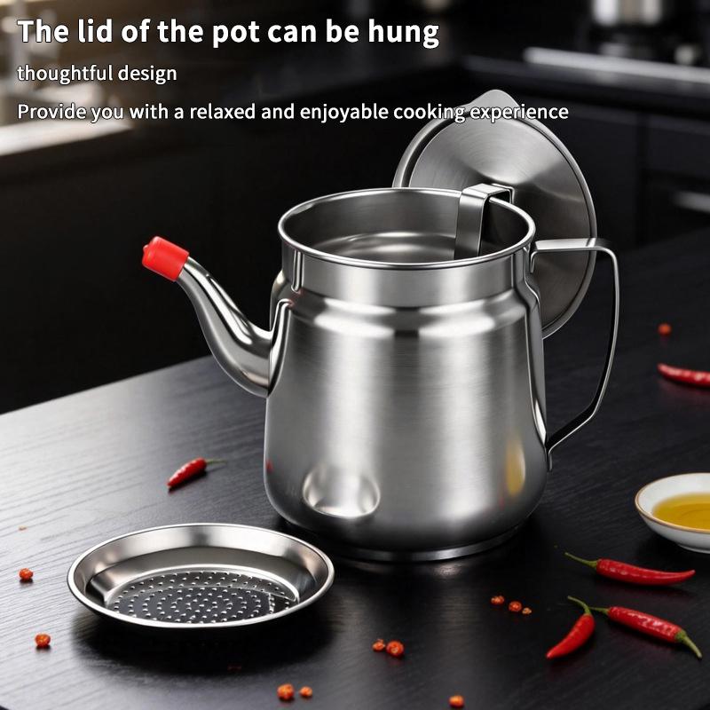 Stainless Steel Filter Oil Pot Stainless Steel Household Leak-Proof Wine Pot Pouring Oil Bottle Seasoning Tank Kitchen Tool