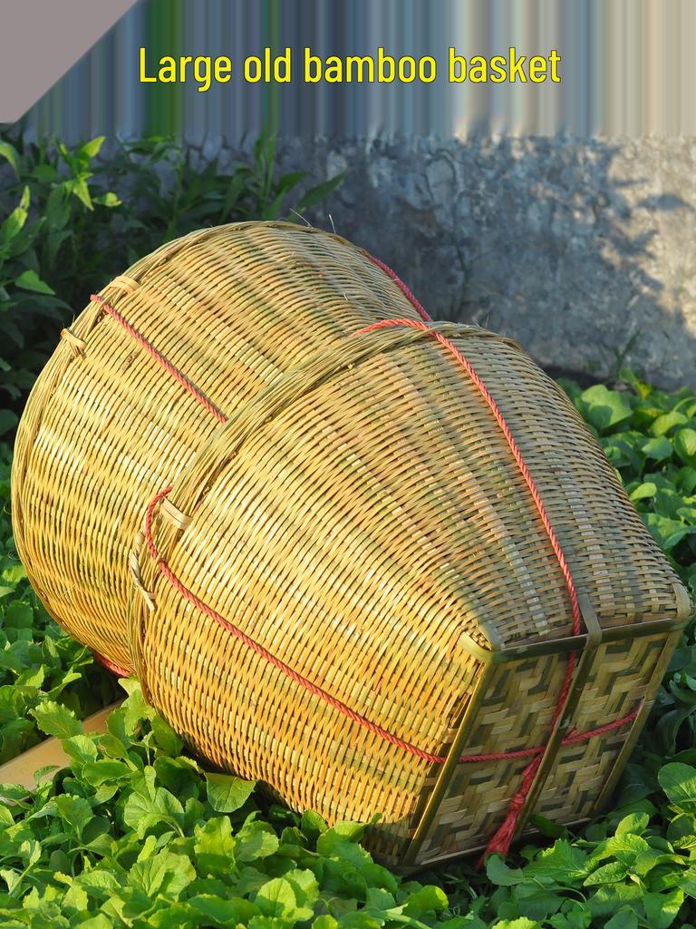 Zhuang Large Bamboo Woven Multi-Use Basket: Rice Washing, Grain Storage, Winnowing, Fruit Display, Event Decor