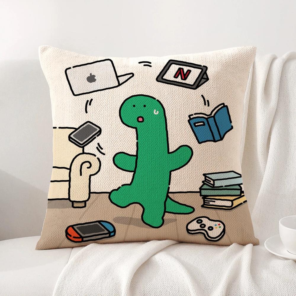 Cartoon Art Joguman Cushion Cover Summer Coolness Linen Fabric Double-Sided Printing Pillow Case Sofa Home Decor Gift