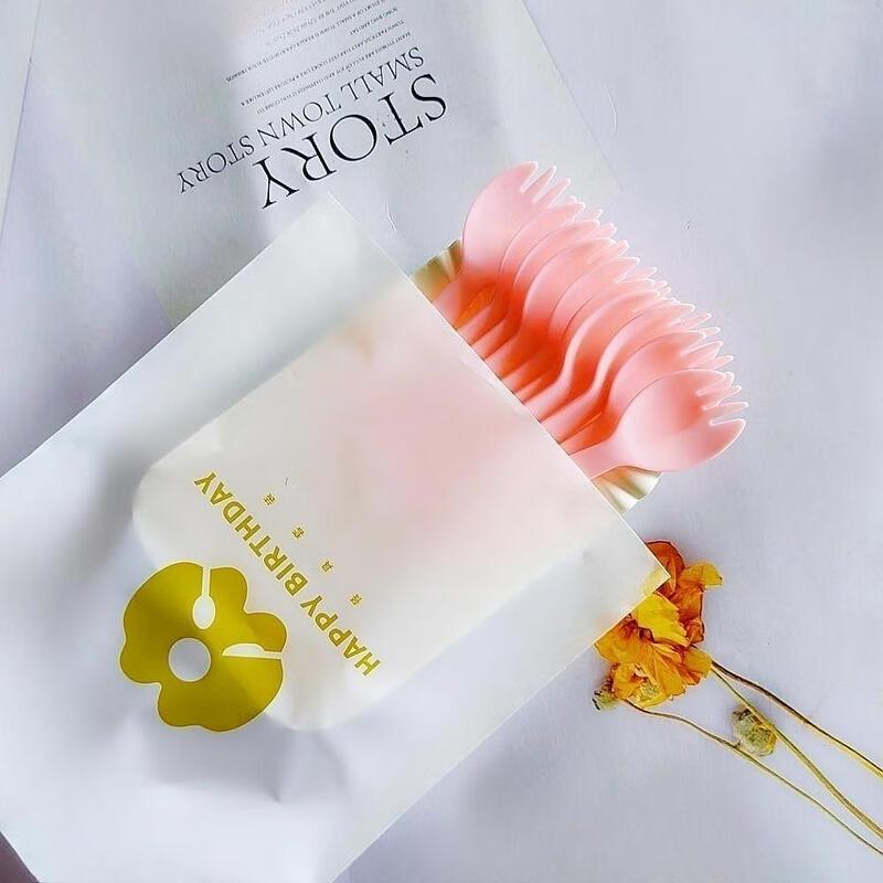 Shixun Pink Disposable Plastic Plate & Fork Set