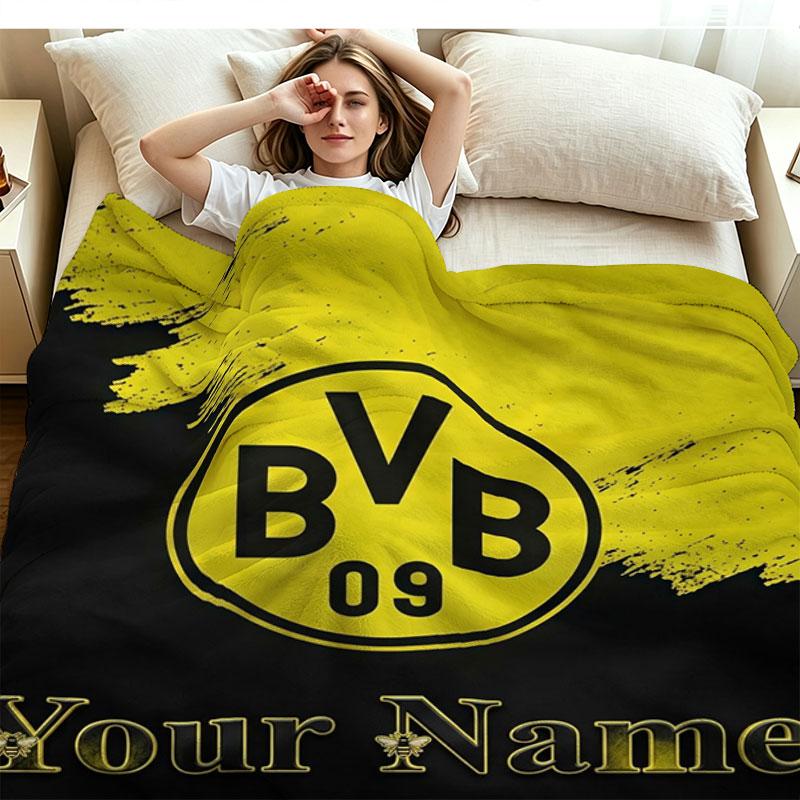 1PC Borussia Custom Name Patterned Flannel Blanket Suitable For All Seasons for Home Decor Warmth and Comfort Gifts Holiday Present