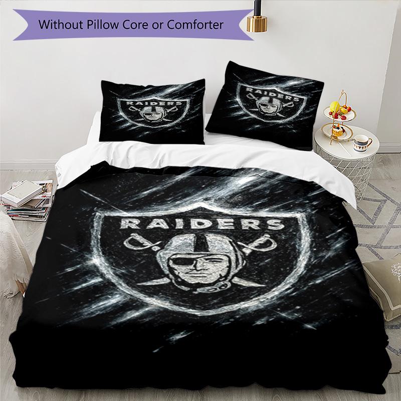 Raiders Football Legacy Printed Pattern Duvet Cover Set – includes 1 duvet cover and 2 matching pillowcases Bedroom decor Christmas gifts