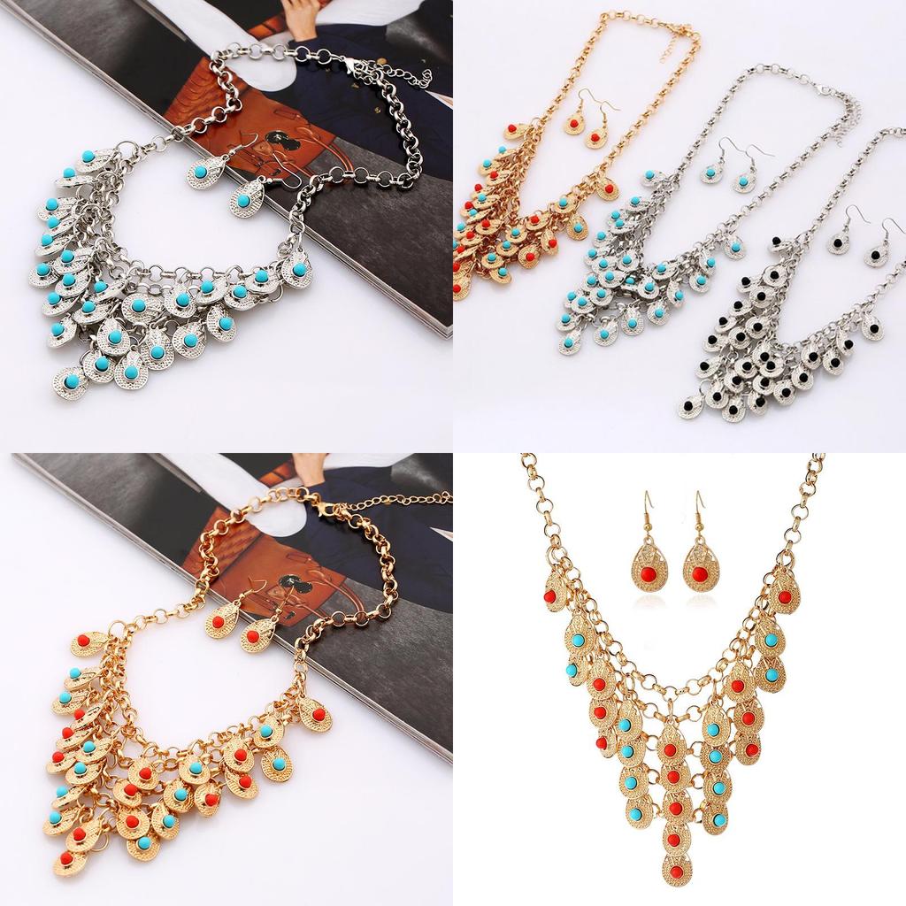 Ethnic Style Multi Layer Design Simulation Gemstone Decoration Women Necklace For Daily Use