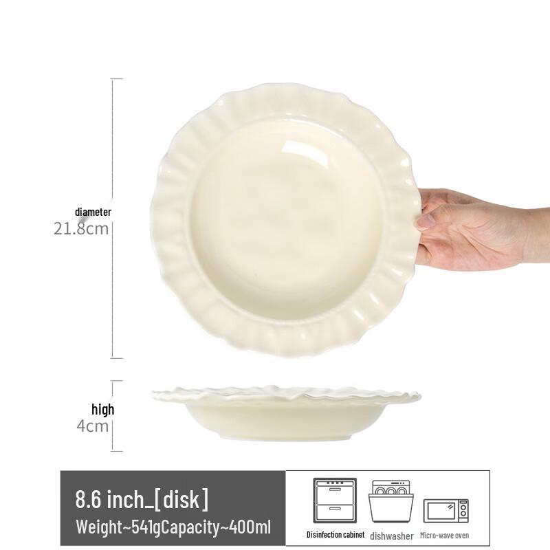 Linpan Cream Series Comic Lace Straw Hat Ceramic Plate