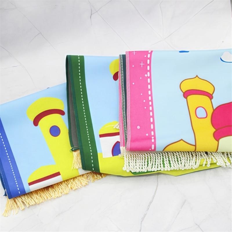 Cartoon Print Prayer Mat Worships Blanket Worship Floor Carpet Nonslip Soft Portable Travel Praying Rug Ramadans Gift