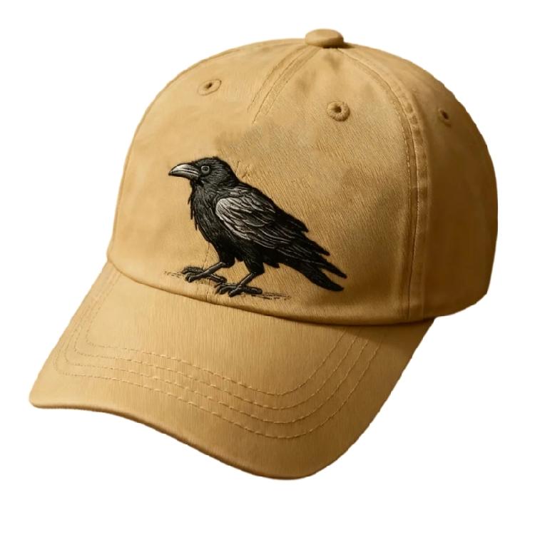 Crow Design Baseball Cap Gothic Adjustable Strap Baseball Hat for Music Festival and Theme Event Gathering Headwear