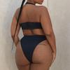 Sexy Hollow Out Swimsuit Female Halter Bathing Suit Beachwear Biquini Female Black Swimsuit Bandage Backless Swimwear Summer