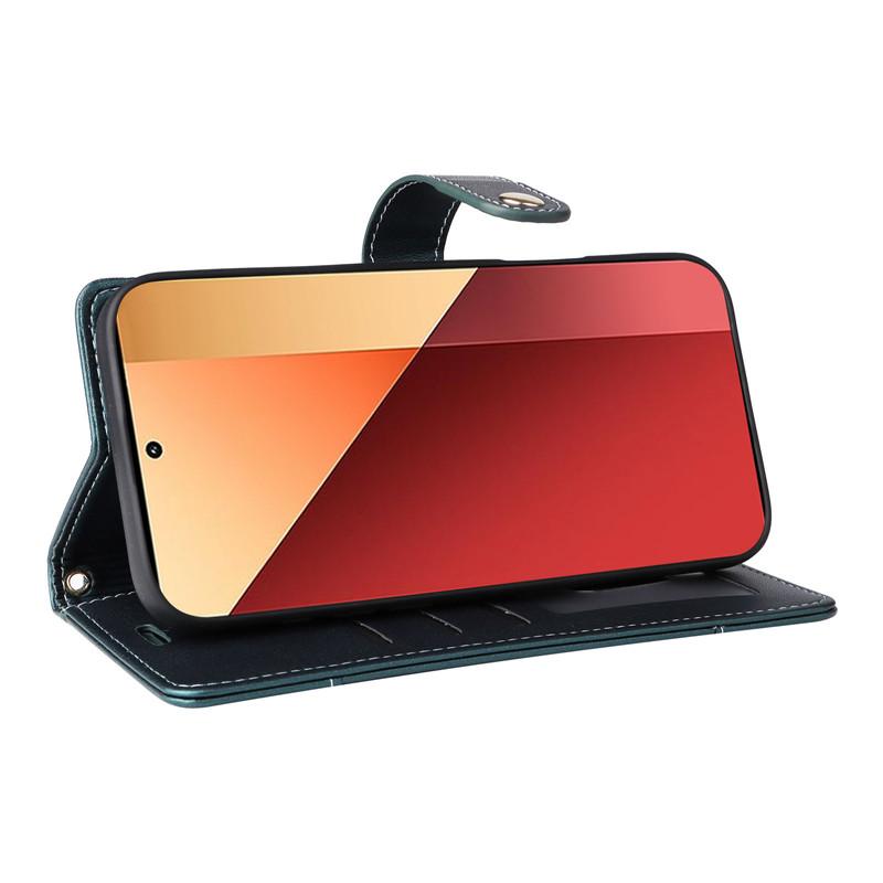 Skórzane etui portfelowe typu clamshell dla Xiaomi Redmi 14C 4G 5G 13C 12C 11A, etui z klapką all-inclusive, biznesowe, zewnętrzne, 6 przegródek na karty