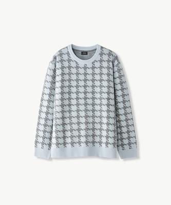 STCO Houndstooth Pattern Knit Blue (Semi-Oversized Fit)_Sktva51Ncl