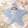Cozy Wool Yarn Sleep Bag Star Knit Baby Sack, Christmas Newborn Swaddle with Hood, Cute Photo Outfit Soft Romper for 0-3 Months, Holiday Elastic Wrap