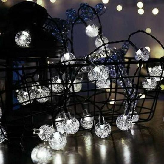 Outdoor Solar LED Bubble & Water Drop String Lights for Holiday & Landscape Decoration 5m, 20 Lights, 8 Modes, Solar