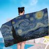 Van Gogh Starry Sky Art Microfiber Printed Beach Towel Mountain Climbing Yoga Beach Swimming Running Absorbent Soft Towel