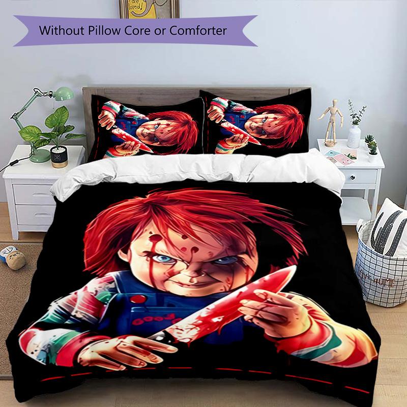 3pcs Chucky1 Pattern Bedding Set Duvet Cover Set Includes Duvet Cover &pillowcases, Perfect All Season Bedroom Decoration & Gift