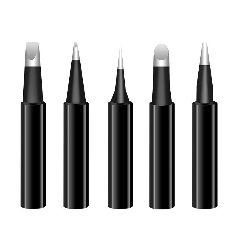 Black King Kong Soldering Iron Tips Set – 5-Piece 900M Internal Heating, Knife-edge & Pointed, Constant Temperature for 936 Soldering Stations