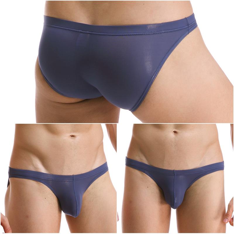 Men's Triangle Underwear Ultra-thin Ice Silk Transparent Comfortable and Sexy Adult Low Waist