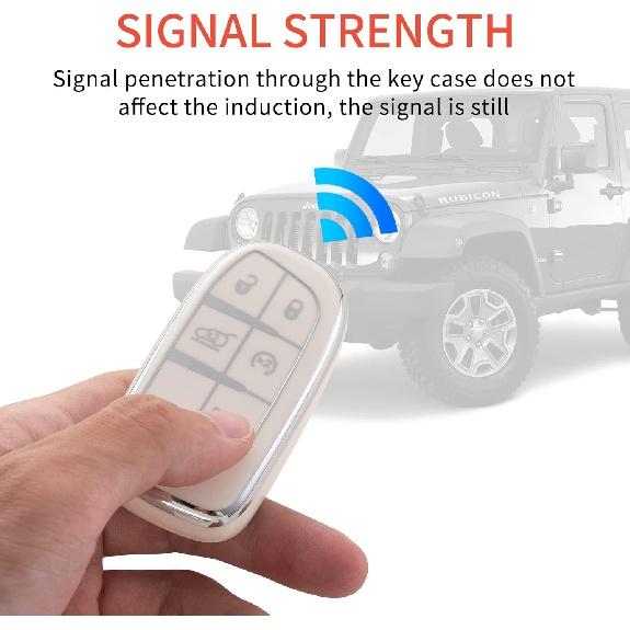 Jeep-Schlüsselanhänger-Abdeckung mit Schlüsselanhänger, weiche TPU-Schlüsselhülle zum Schutz, passend für Jeep Grand Cherokee Renegade Wrangler Patriot Grand