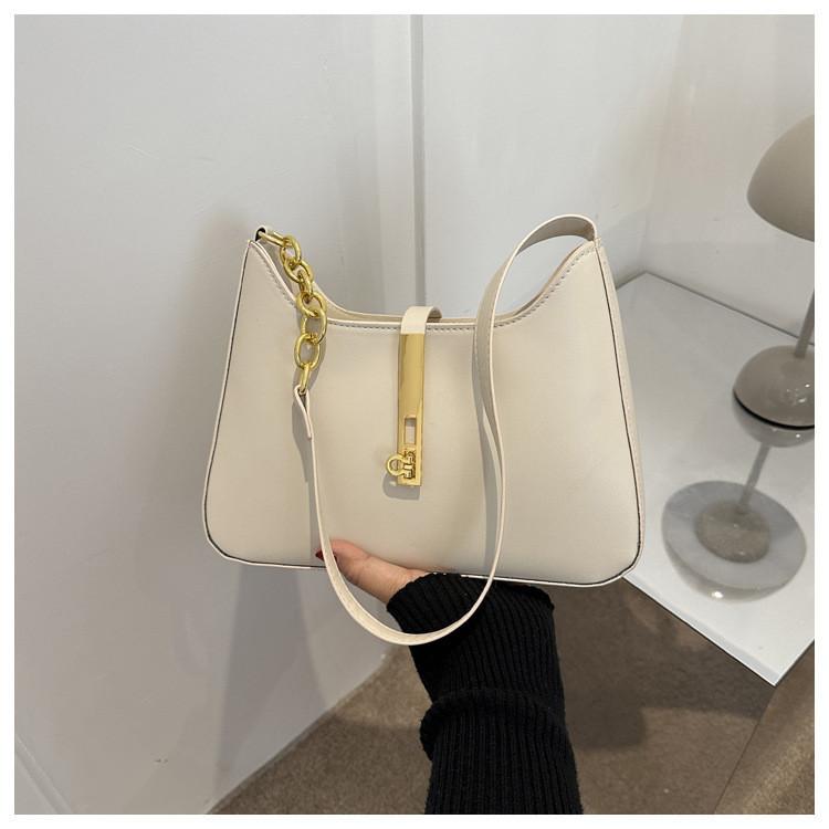 Trendy 2023 Winter New Pure Color Pu Underarm Bag French Style Shoulder Bag For Women