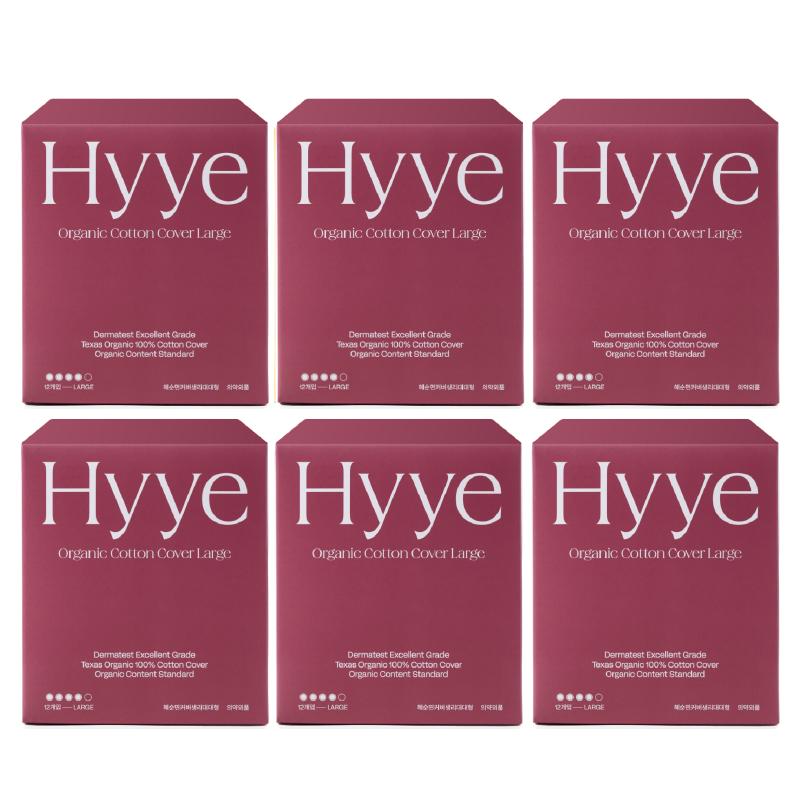 HYYE Natural Cotton Cover Sanitary Pads Large 6 Pack (72P)