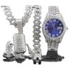 Hot Selling Cartoon Microphone, Money Bag Pendant, Diamond Cuban Chain Necklace, Bracelet, Men's Watch Set in Europe and America