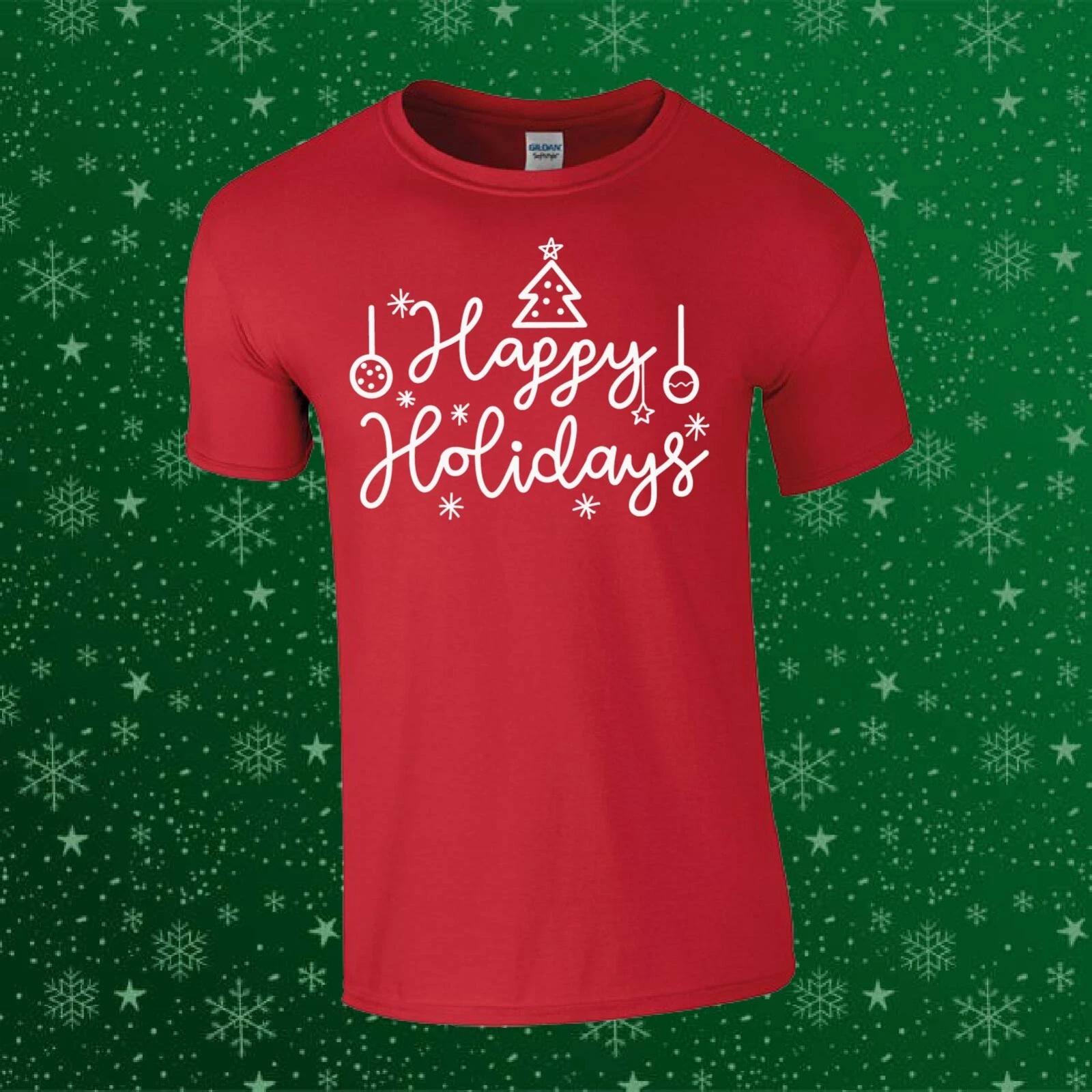 Happy Holidays Cute Christmas Xmas Gift Unisex Kids/Adults Top T-shirt XL