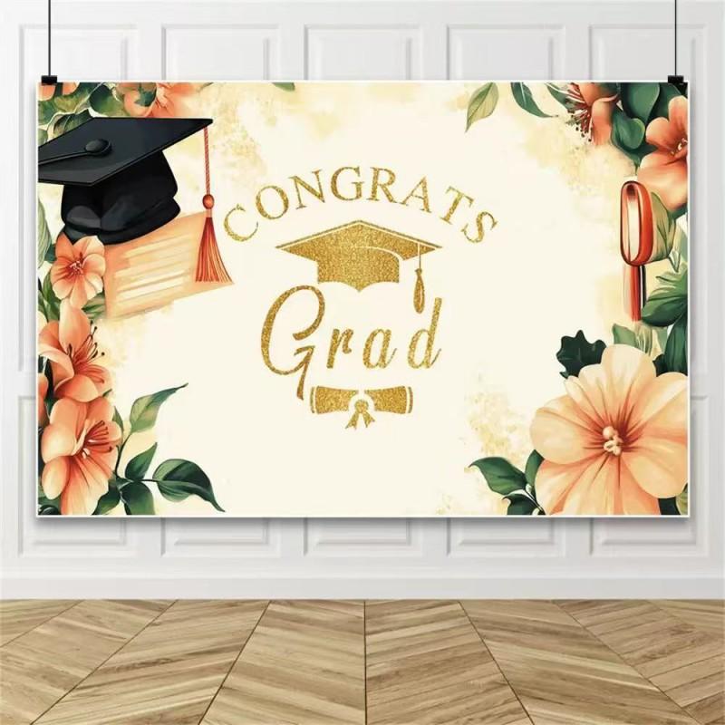 Graduation Background Cloth Black Gold Party Decoration Photo Birthday Picture Making