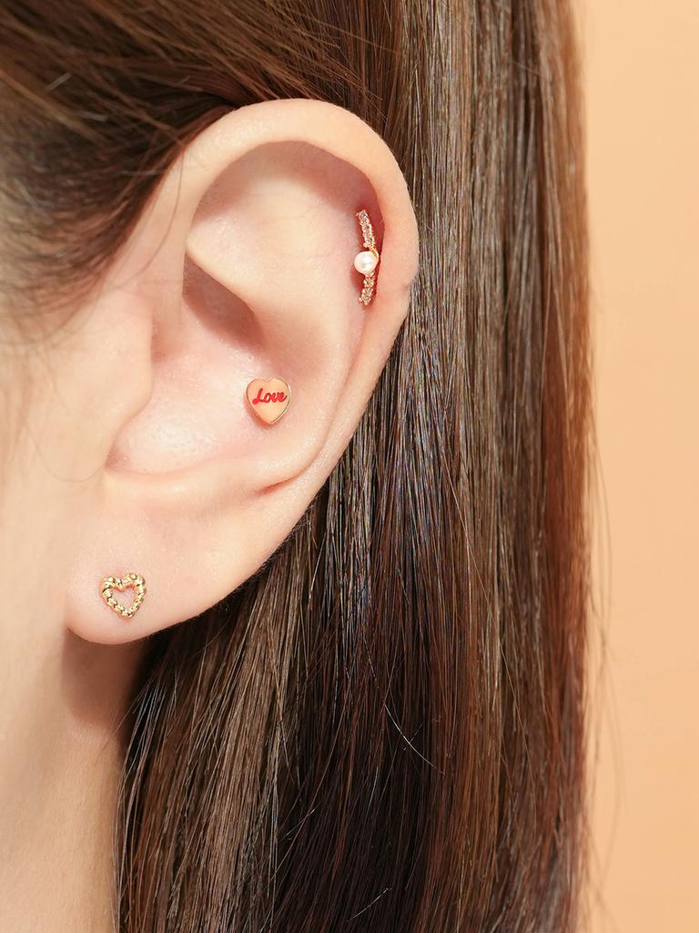 Minimalpiercing 14K Twist Heart Piercing Earrings