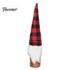 Cute Santa Gnome Ornament Christmas Wine Bottle Cover, Fluffy Artificial Beards Decor, Plaid Festive Kitchen Counter Decor Toppers for Holiday