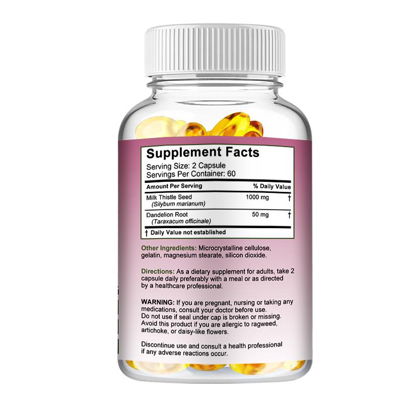 Organic Milk Thistle Capsules, Milk Thistle Extract Mixture, Nutritional Supplement, Suitable for Both Men and Women.