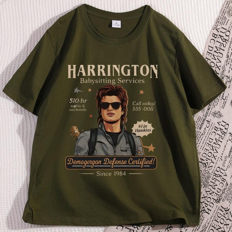 Babysitter Harrington T Shirt Short Sleeve Round Neck Mom of The Year St5 Stranger Movie T-shirt Cotton Oversized Streetwear