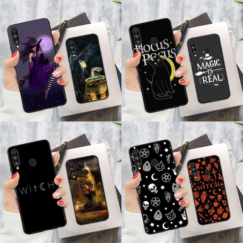 Halloween Witch Cat For Huawei Nova Y60 Y70 Y90 Y61 Y91 3i 7i 8i 11i Nova 9 10 SE 11 Pro P20 P40 P30 Lite Case
