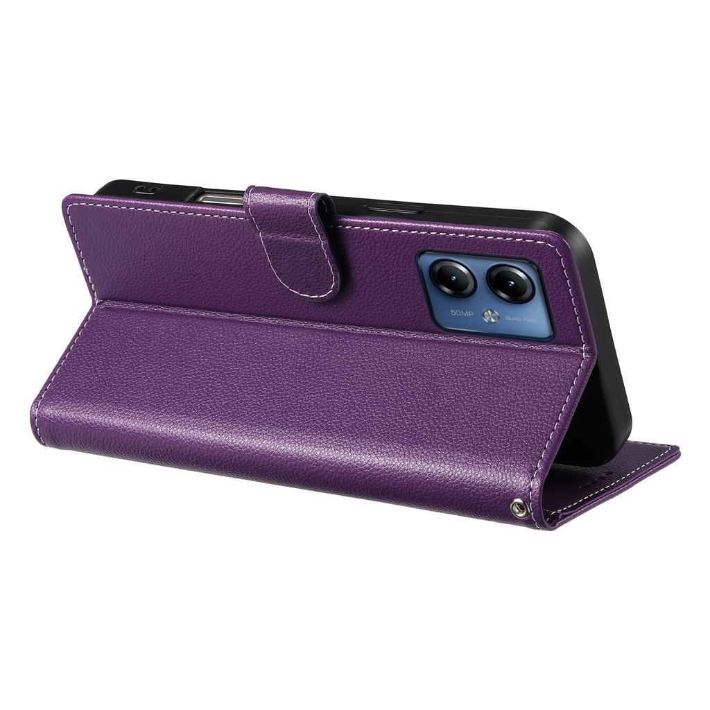 For Motorola Moto G14 4G/G54 5G Case Litchi Texture Leather Wallet Phone Cover Magnetic Snap