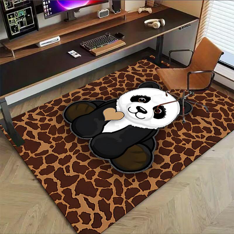 1PC Panda Heart Extra Large Non Slip Floor Carpet, Office, Family, Bedroom Large Area Rug Indoor Rugs, Vibrant Colors