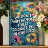 Wall Art Metal Poster, Pool Rules Bathroom Signs Humorous Home Decor
