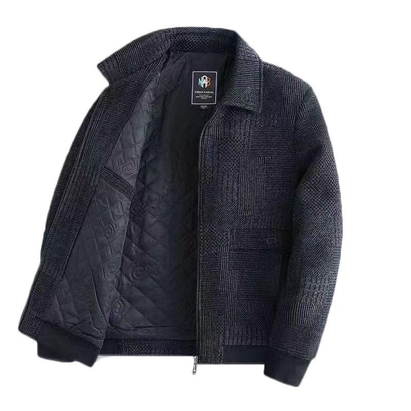 New Autumn and Winter Middle-aged Men's Dad Lapel Collar Cotton Thickened Chenille Jacket Loose Coat Dad Outfit
