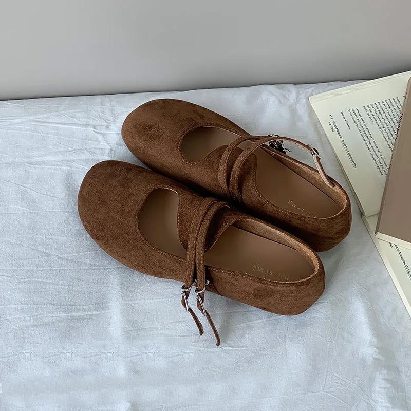 Mode Schnallenriemen Damen Mary Janes Ballerinas Schuhe Weiblich Flachschuhe Runde Zehenpartie Damen Ballerinas Mit Schuhen