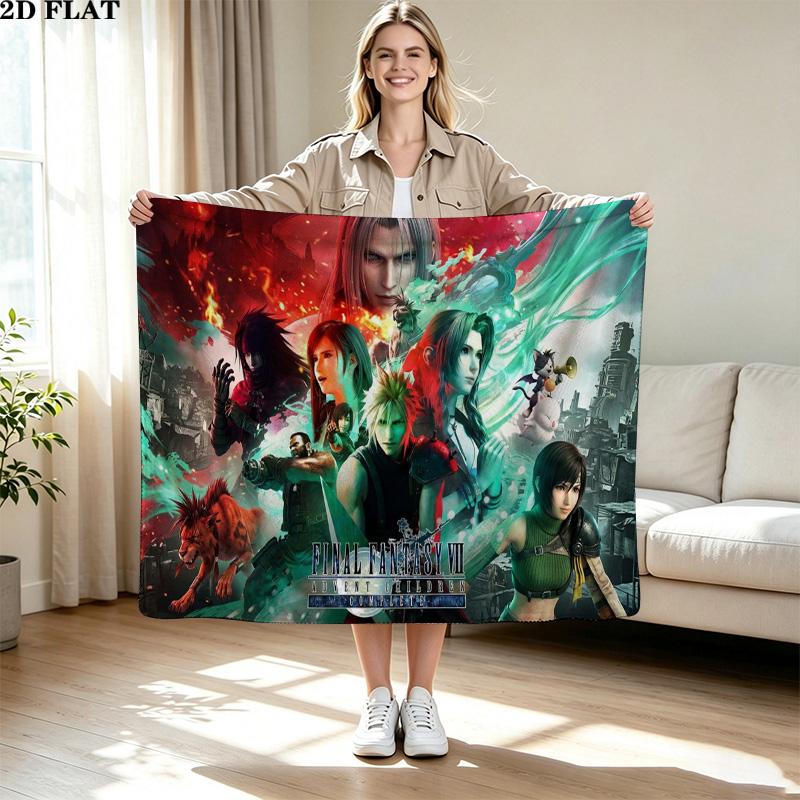 ffvii Game Print Flannel Blanket High Quality Warm Comfortable Cover for All Seasons Perfect for Gifts Home Decor