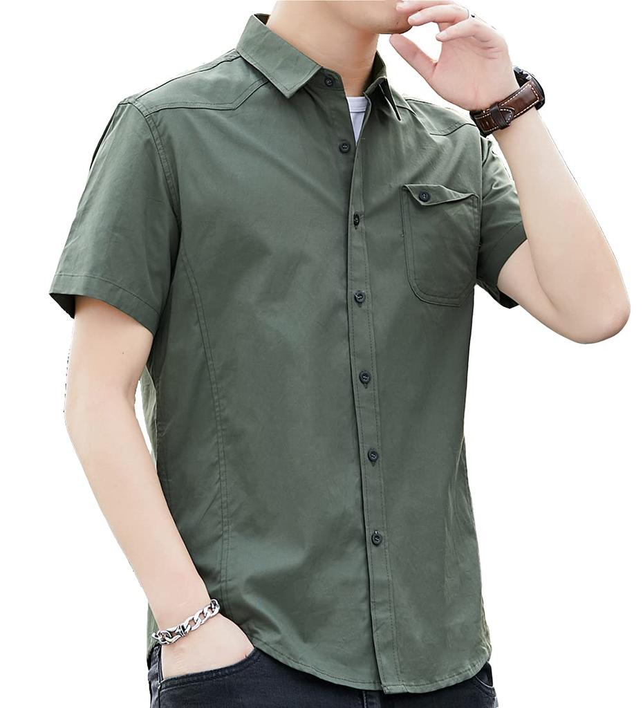 Amyni Red Stitch Oxford Short Summer Solid Color Men's Shirt, Casual, Sports, Sleeve, Wear, Stylish,