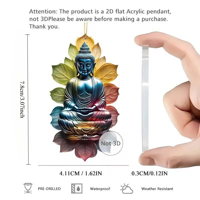 

Zen Lotus Buddha Statue Gradient Color Buddha and Lotus Pendant 2D Flat Acrylic Decoration Universal Car/Home Decor 1pc різнокольоровий