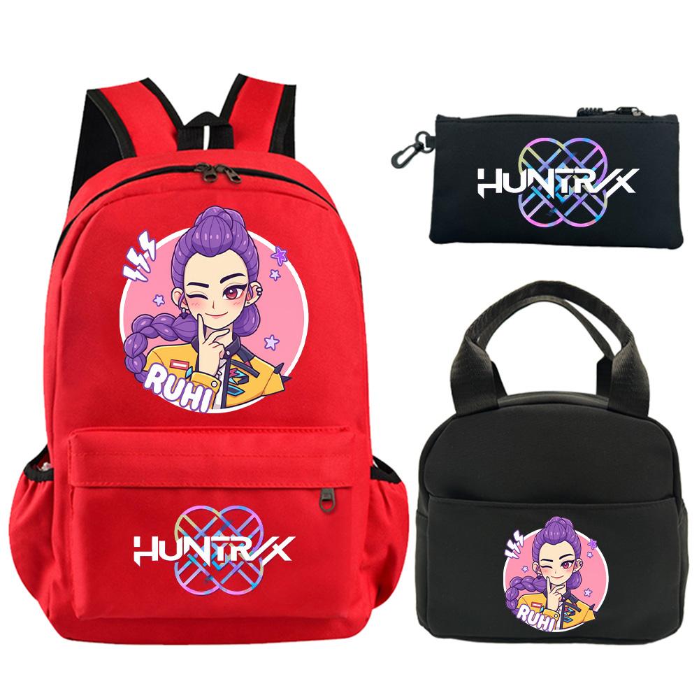 3 st/set Anime Tryckt Ryggsäck med Axelväska Pennfodral för Tonåring Student Pojke Flicka Skolväska Stor Kapacitet Vattentät Bokväska Barnpresent
