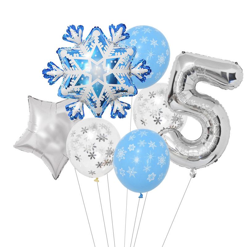 

1 набор снежинок цифры фольгированные шары конфетти латексные шары зимние детские украшения для дня рождения Эльза Холодное сердце праздничные принадлежности