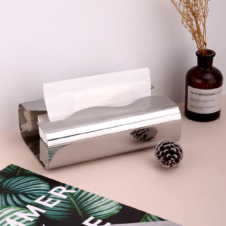 Elegant Curved Stainless Steel Tissue Box Simple Nordic Style Durable Surfaces Easy Refill Paper Holders Home Decors
