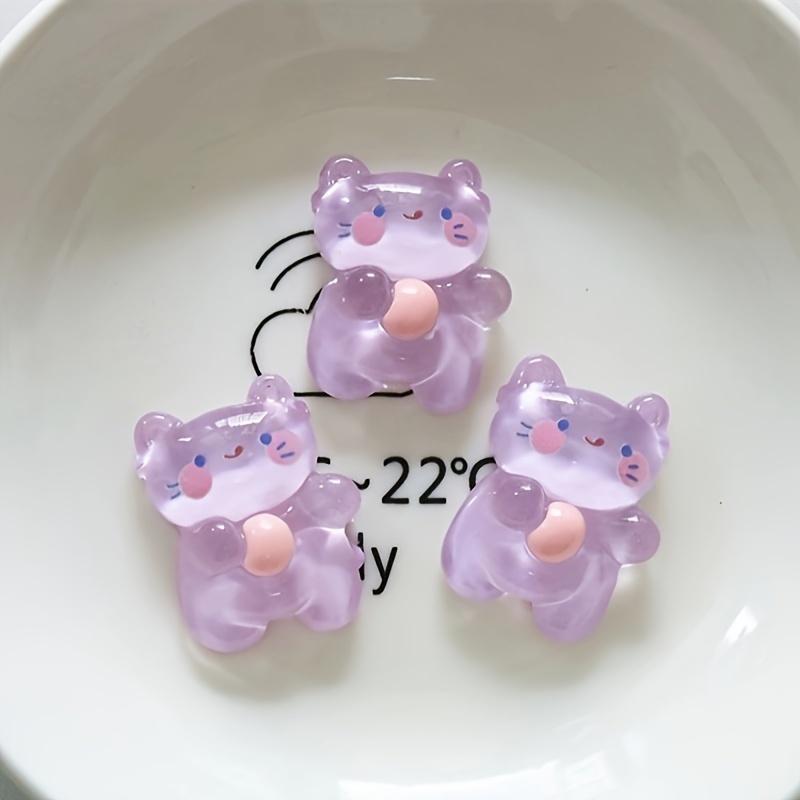 5pcs Random Cute Cartoon Transparent Small Animals Fridge Magnets Little Rabbits Kittens and Bears Shaped DIY Resin Accessories