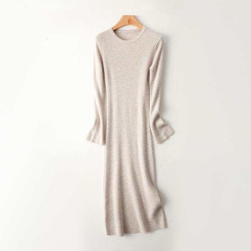 Women Sweater Dress 100% Wool MODERN NEW SAGA O-neck Knit Long Pullover Winter Jumpers Wool Long Dress Female