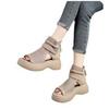2024 Spring/Summer Women's Wedge Sandals: Thick Sole, One-Strap Buckle, Plus Size, Fashionable Mid-Heel