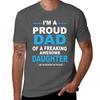 Im A Proud Dad Of A Freaking Awesome Daughter Tshirt Simple Solid Color Crew Neck Tee